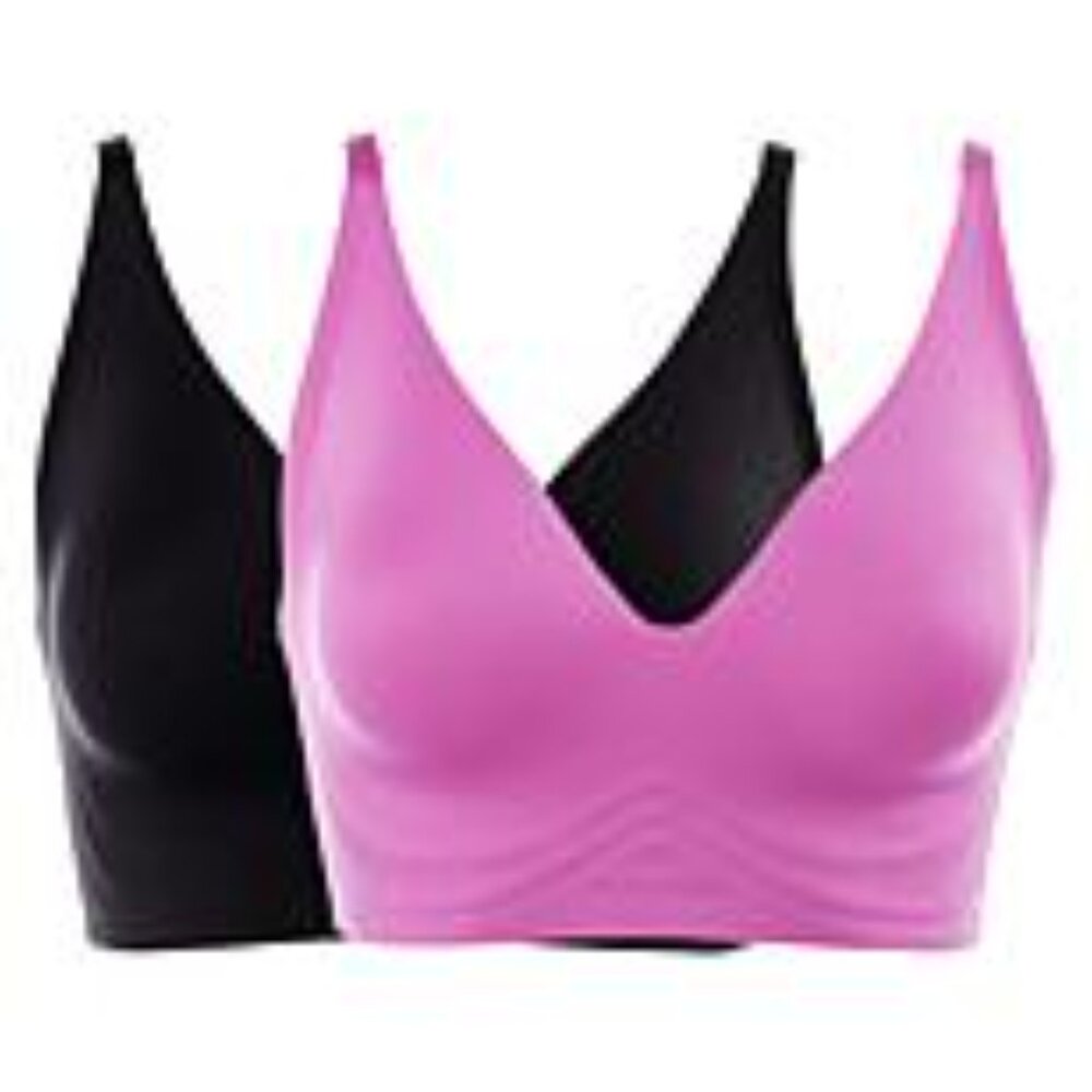 #1234 Rhonda Shear 2-pack Gel Bra without Back Closure black and light pink